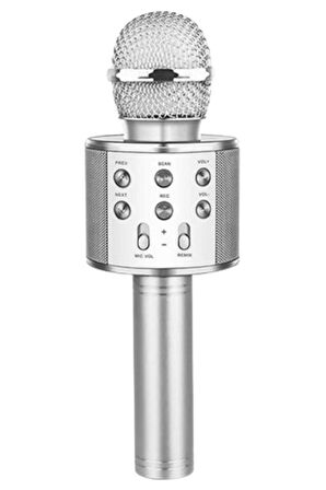Ws-858 02 Karaoke Mikrofon Aux Usb Ve Sd Kart Girişli Bluetooth GRİ